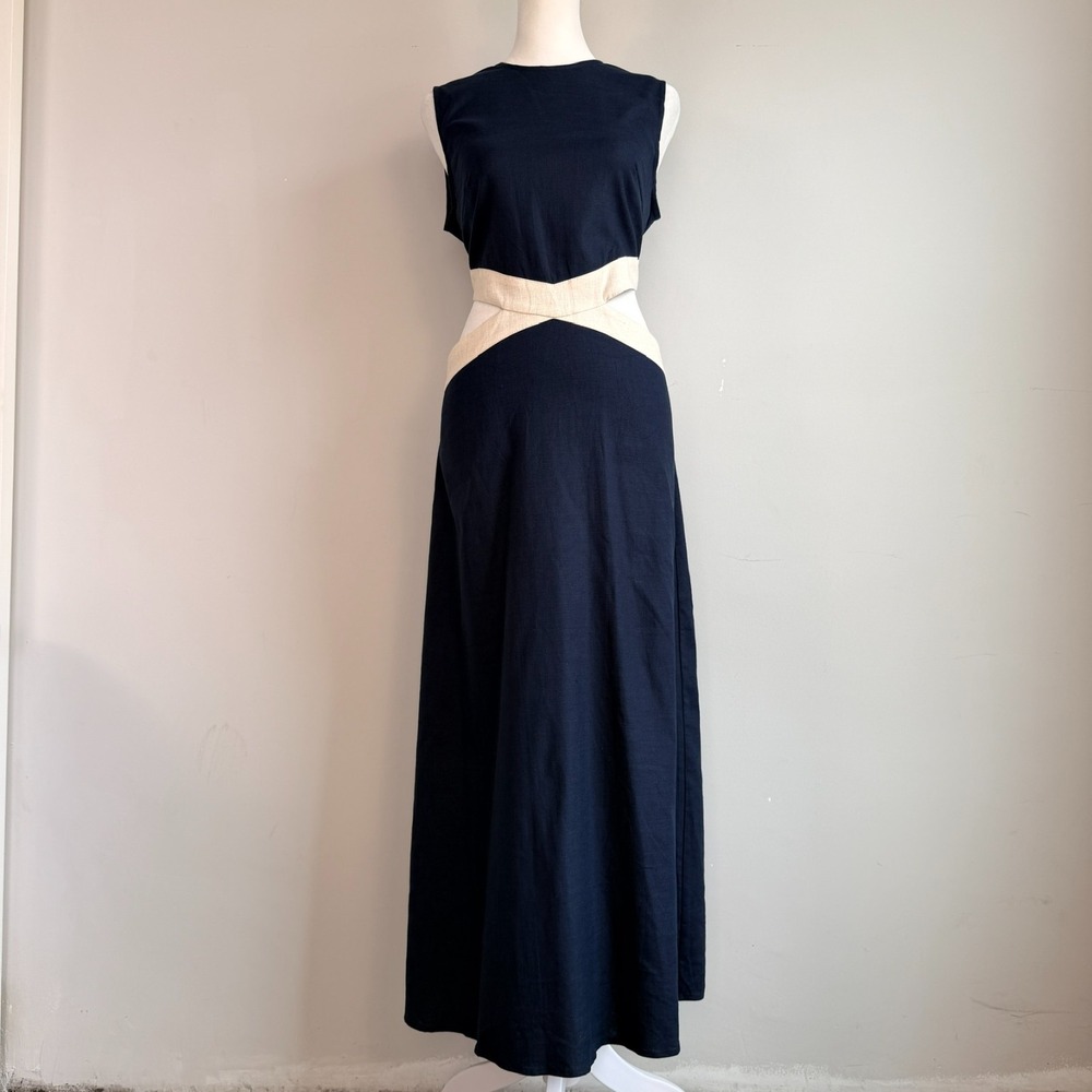 Luxmii Zado Linen Blend Dress Waist Cutout Minimalist Resort Clean Girl Travel